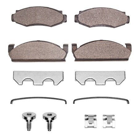 Dynamic Friction Co 5000 Advanced Brake Pads - Semi Metallic and Hardware Kit, Long Pad Wear, Front 1551-0091-01